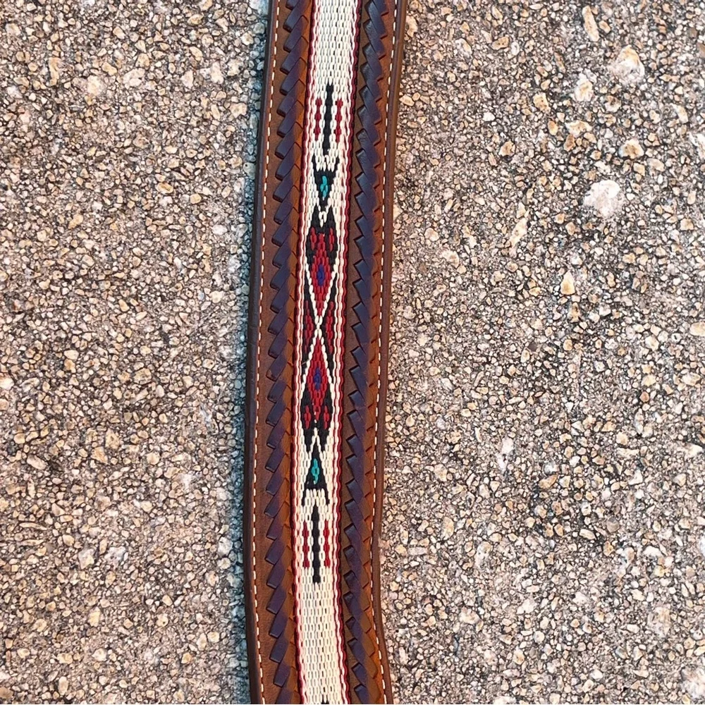 Tony Lama Belt Laced Edge Leather Rodeo Cowboy Western Faded Sz 40